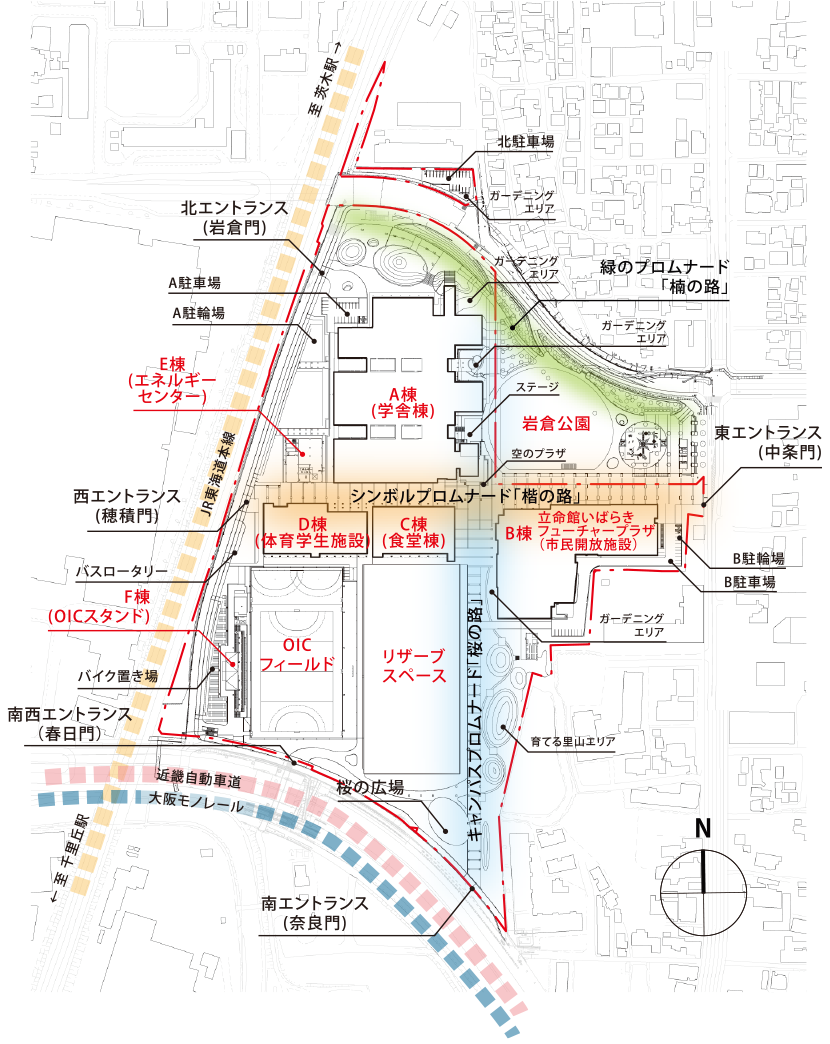 図3-1　大阪いばらきキャンパスの配置図
