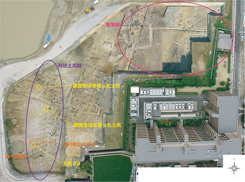 図3-5　中条小学校遺跡調査区の空撮写真