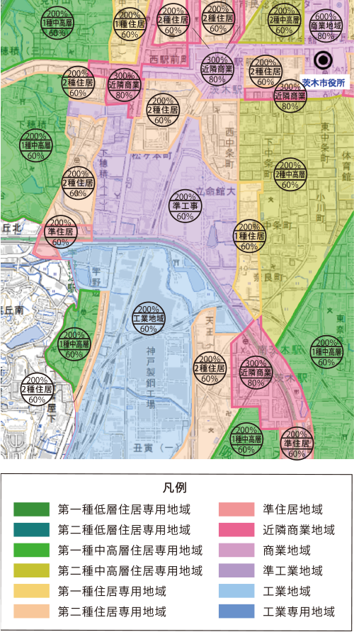 図3-6　茨木市都市計画図(用途地域)