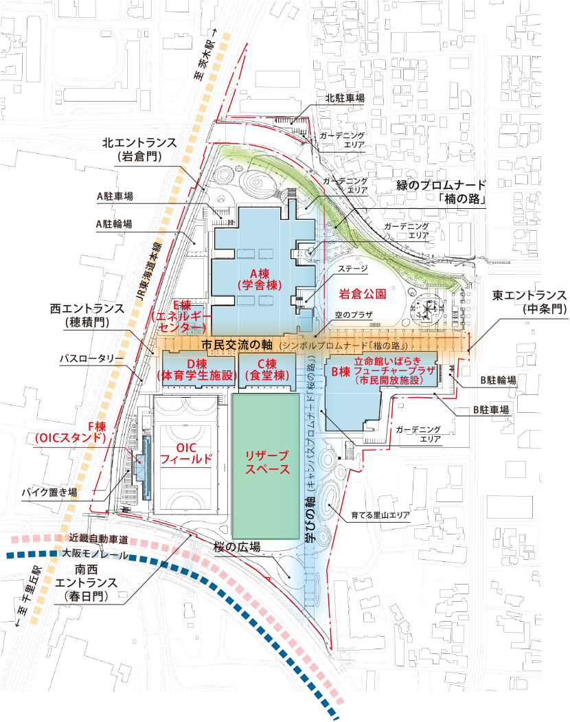 図4-1-7　大阪いばらきキャンパスの配置図