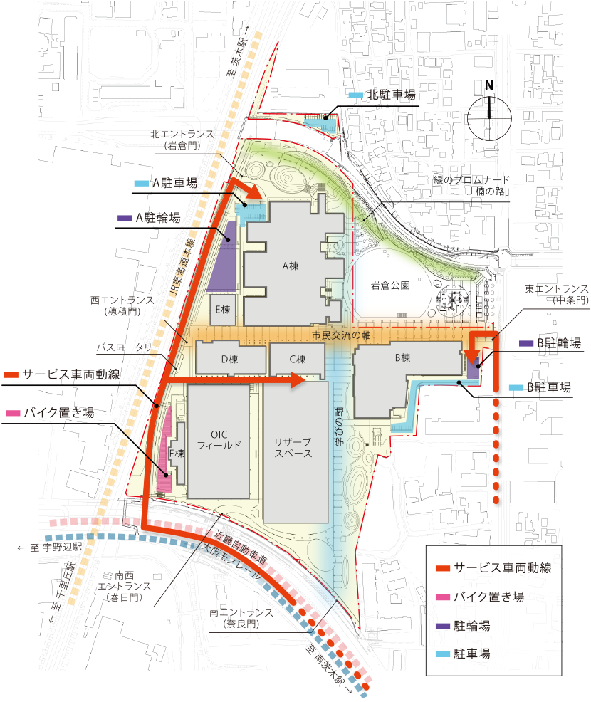 図4-2-4　大阪いばらきキャンパス内の交通