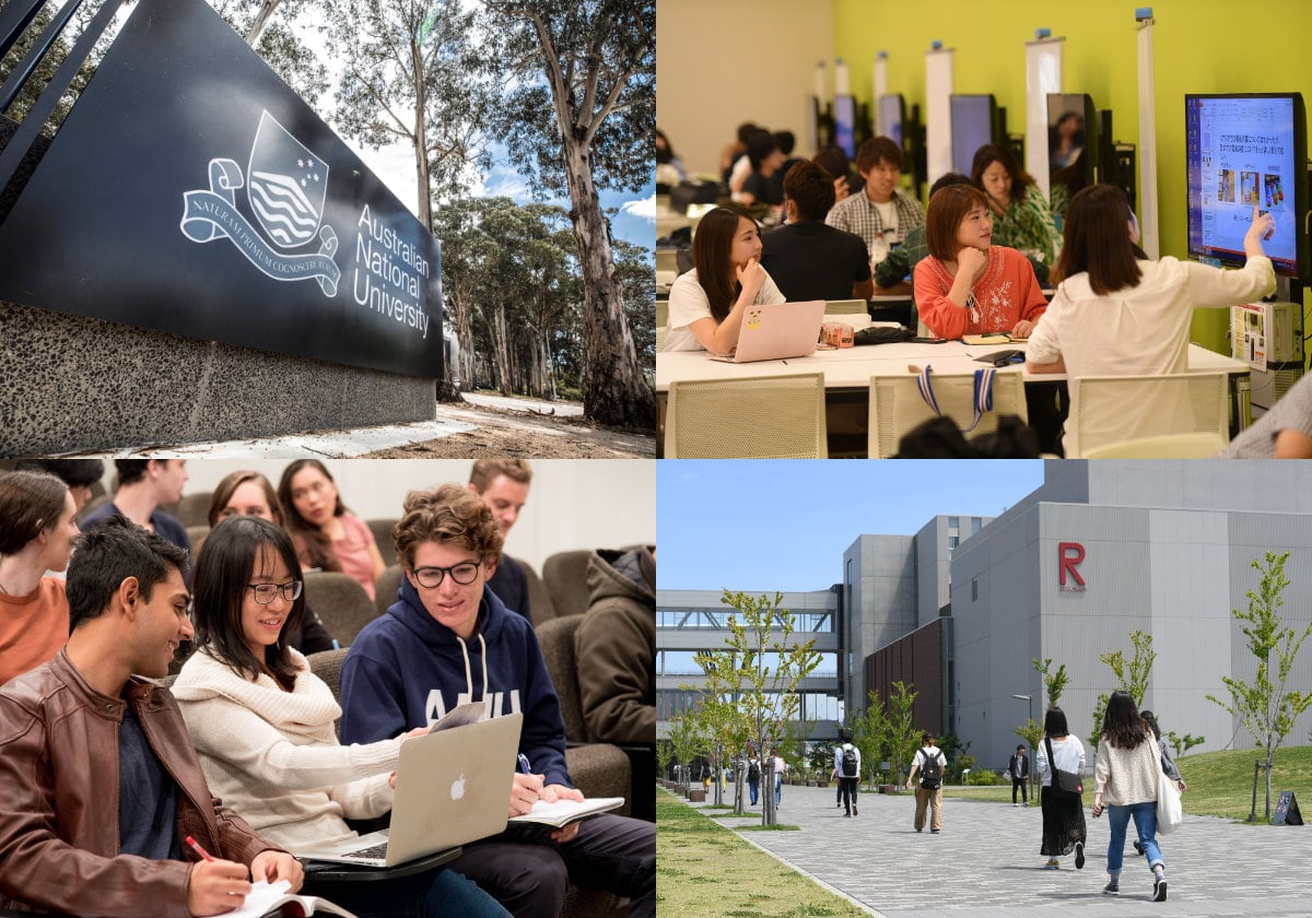 立命館大学とオーストラリア国立大学のキャンパスと学生の写真