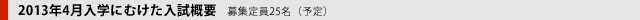 2012年4月にむけた入試概要 募集定員25名(予定)