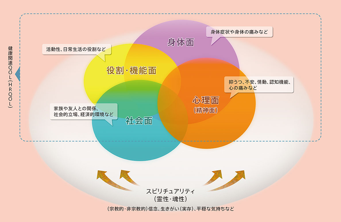 QOLを構成する領域（生命科学部 下妻晃二郎教授 作成）