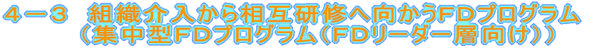 4−1 集中型FDプログラム (FDリーダー層研修)