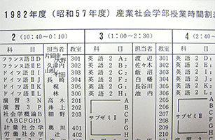 授業時間割・試験時間割など