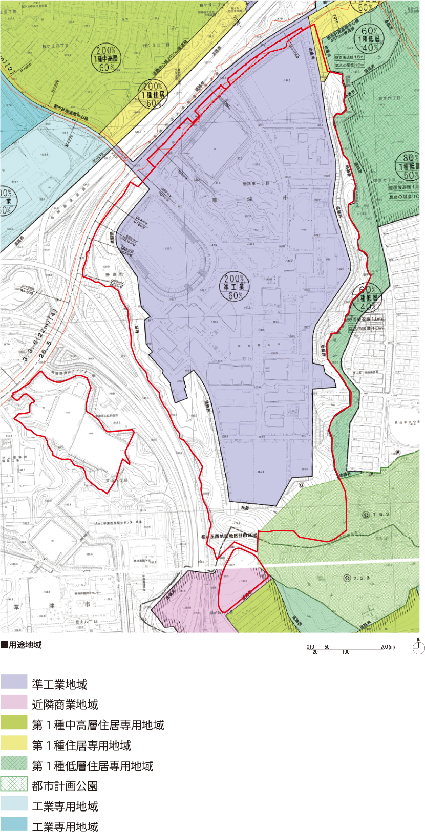 図3-7　草津市都市計画図（用途地域）