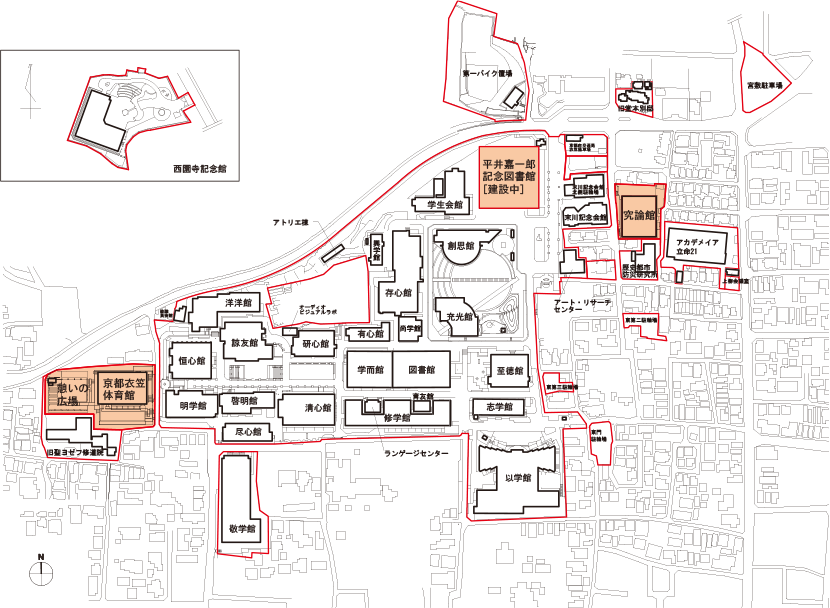 図3-14　R2020前半期の既存キャンパス整備対象建物配置図