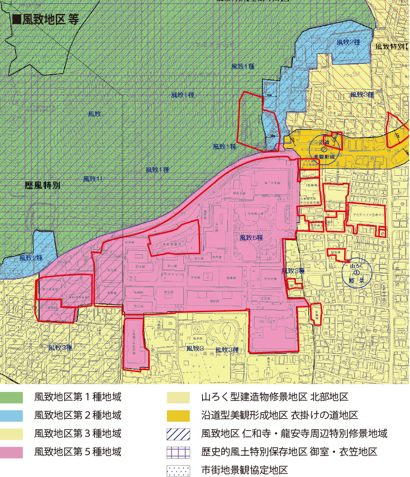 図3-9 京都市都市計画図(風致地区等)