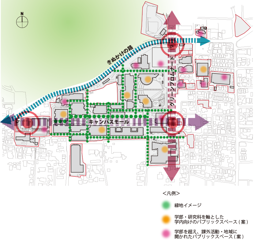 図4-2 衣笠キャンパスの空間構成イメージ