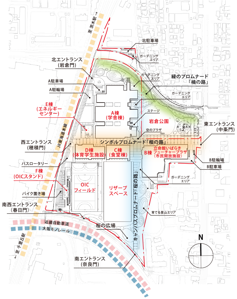 図3-1 大阪いばらきキャンパスの配置図