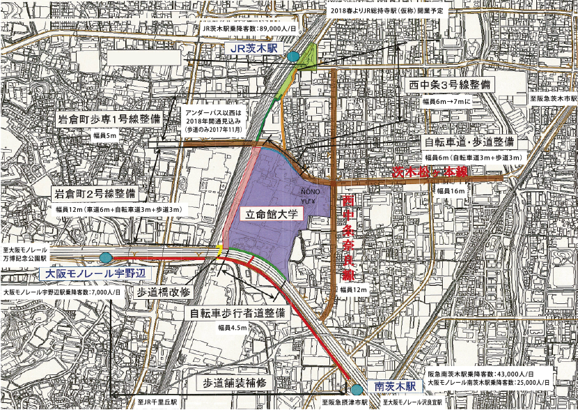 図4-2-1　大阪いばらきキャンパス周辺の交通情報