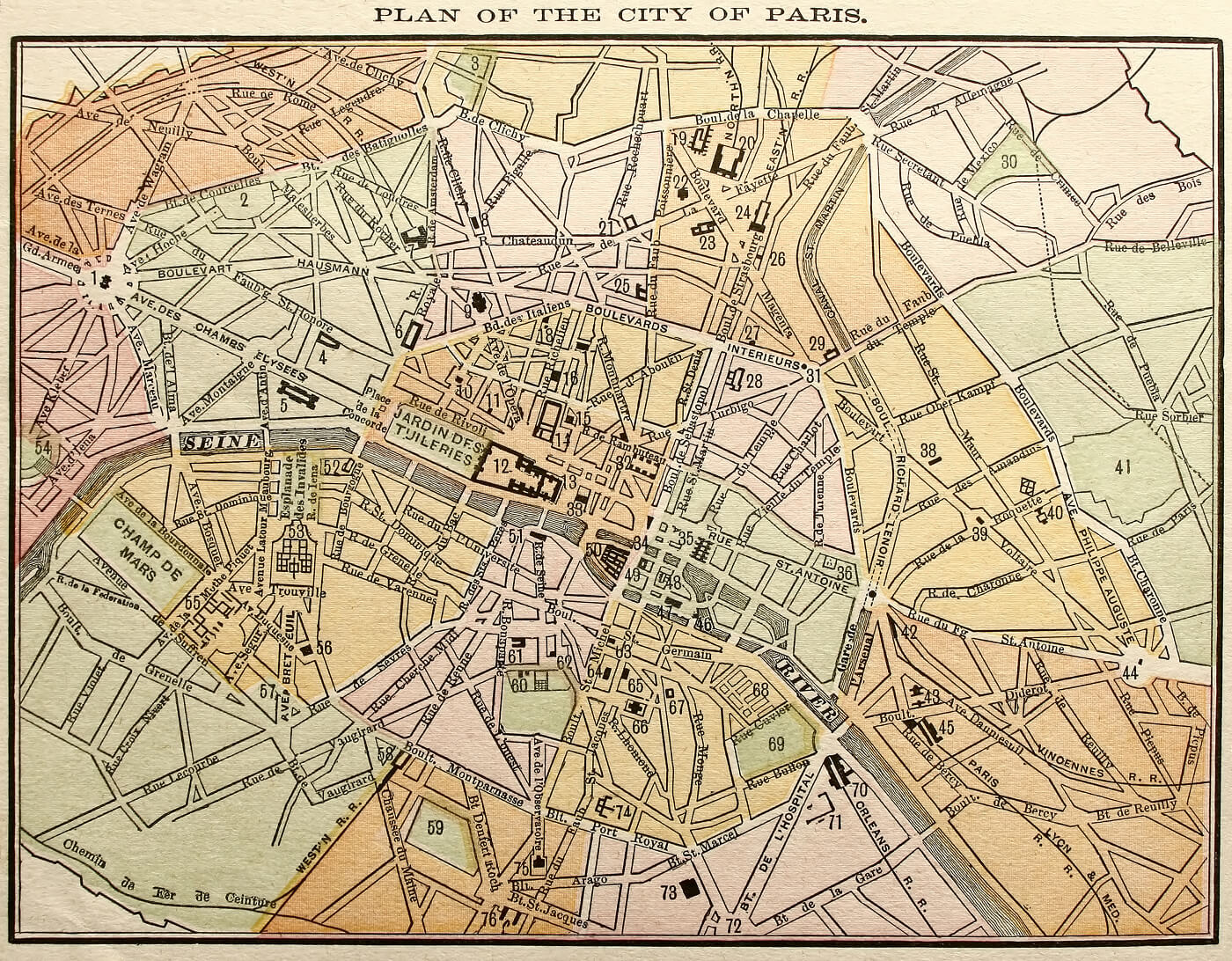 1889年のパリの地図