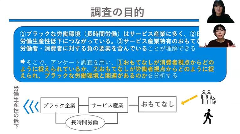 Zoomでの学生の発表の様子