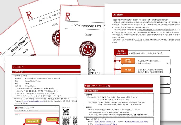 学生に配布したオンライン授業の受講マニュアル