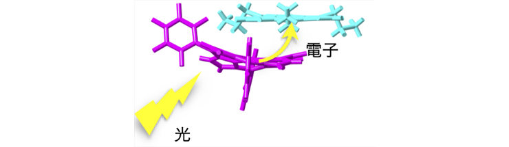 荷電π電子系の光照射による電子移動