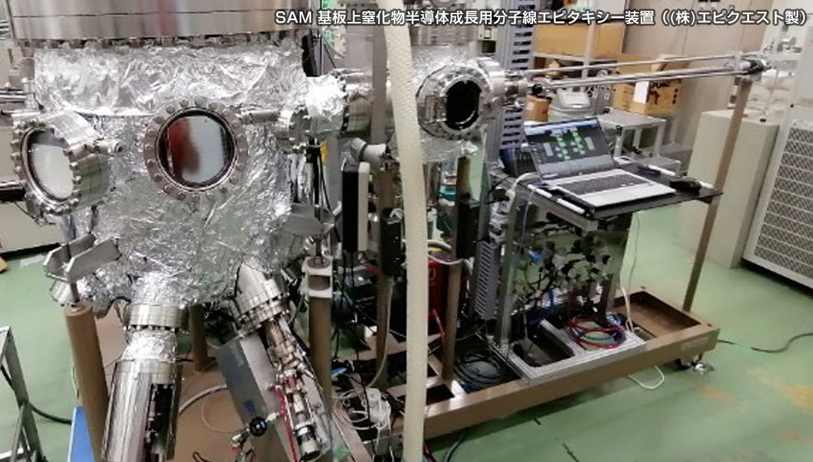 分子線エピタキシー法による ScAlMgO4 基板上 GaN テンプレート開発に成功<br>直径 65mm SAM 基板上 GaN テンプレートの評価用テストウェハ供給を開始予定<br>SAM 基板に格子整合する InGaN テンプレート（2 インチ）の開発にも着手