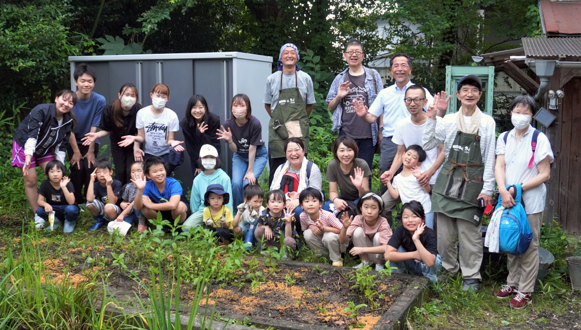 京都府絶滅寸前種「フジバカマ」を御室小学校に定植