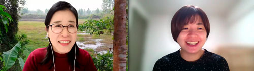 発表を行うDr.足立真理（写真右）と司会のDr.川本佳苗（同左）