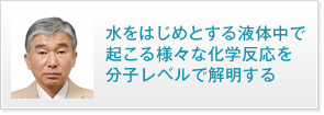 水をはじめとする液体中で起こる様々な化学反応を分子レベルで解明する