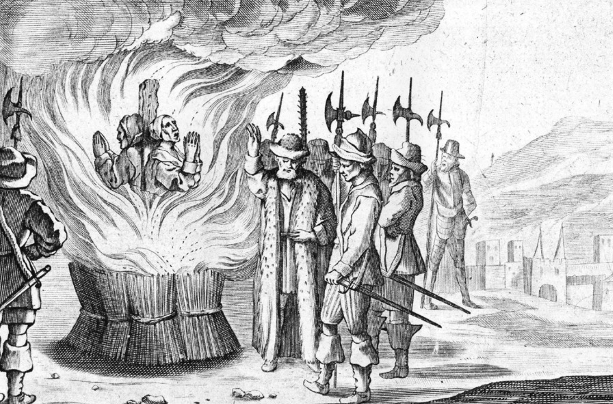 ヴァルド派女性信者の火刑(ジャン・レジェの『ヴァルド派の歴史』から、1669年)
