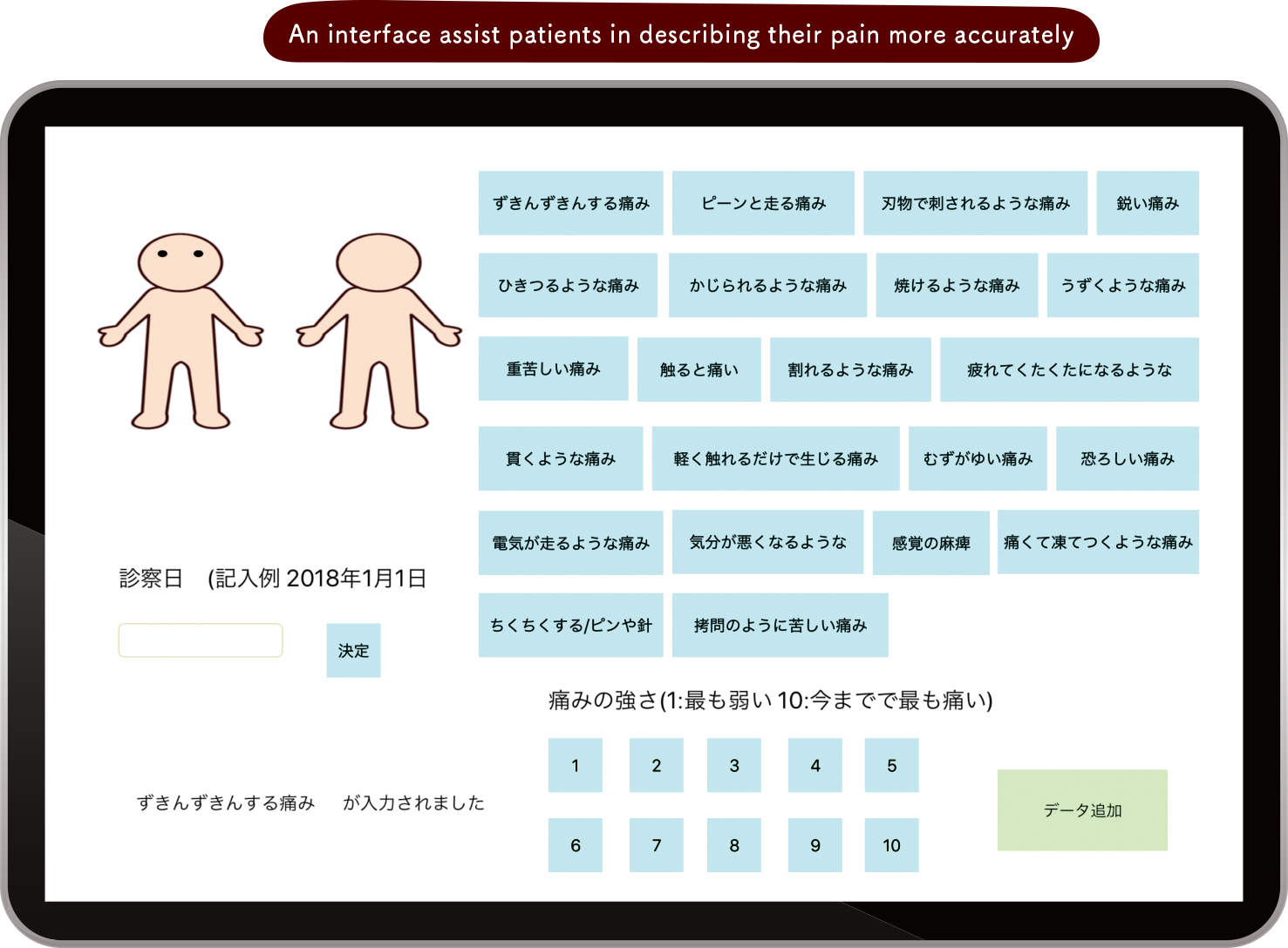 An interface assist patients in describing their pain more accurately