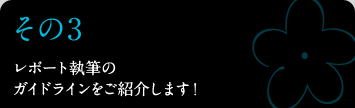その3 レポート執筆のガイドラインをご紹介します！