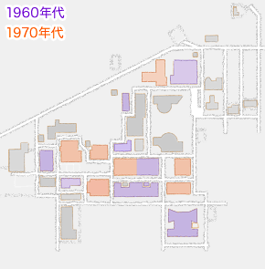 衣笠キャンパス発展の軌跡〜現存する校舎を竣工年順に追う　1970年代 MAP