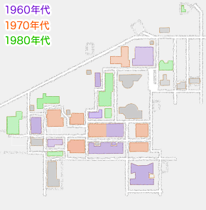 衣笠キャンパス発展の軌跡〜現存する校舎を竣工年順に追う 1980年代 MAP