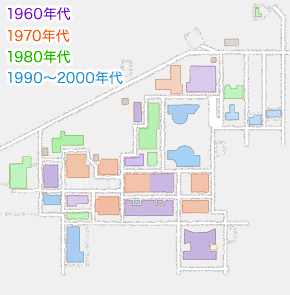 衣笠キャンパス発展の軌跡〜現存する校舎を竣工年順に追う　1990〜2000年代 MAP