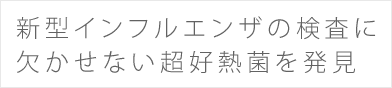 新型インフルエンザの検査に欠かせない超好熱菌を発見