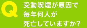 受動喫煙が原因で毎年何人が死亡していますか？