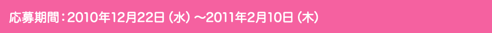 応募期間：2010年12月22日（水）～2010年2月10日（木）