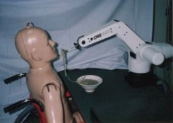 Photo about robot for eating noodle